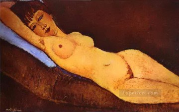 Desnudo reclinado con cojín azul 1917 Amedeo Modigliani Pinturas al óleo